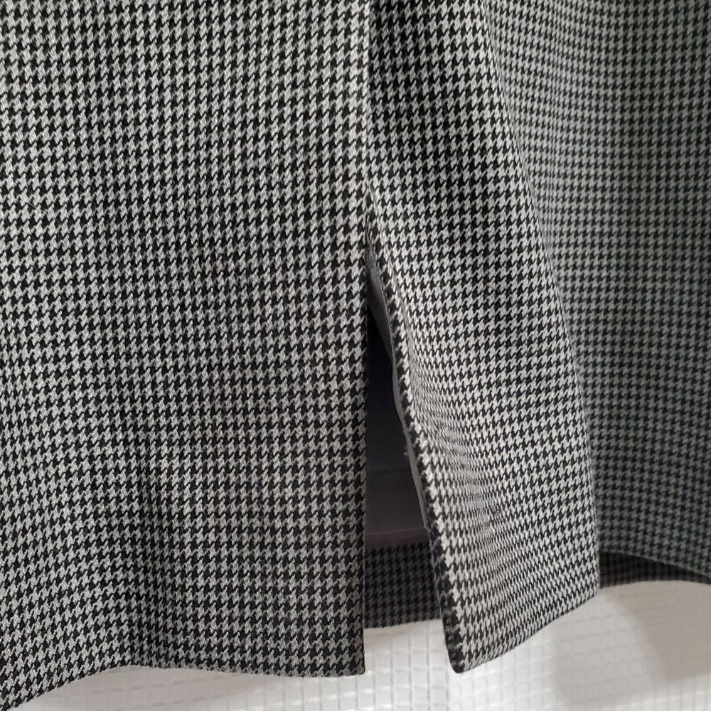 Banana Republic Sz 12 Dress Micro Houndstooth Cap Sleeve Belt Draped Black Gray - Picture 13 of 13